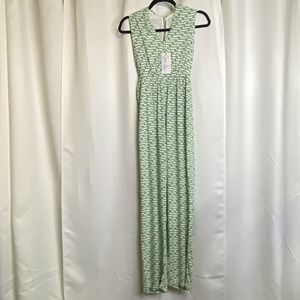 Ava Sky Green White Geometric Women Jumpsuit Small Jumper Jorja Green Ladder NWT